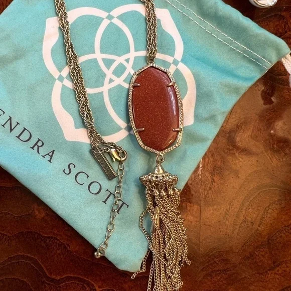 Kendra Scott Gold and Burnt Orange Rayne Pendant Necklace - Picture 11 of 14